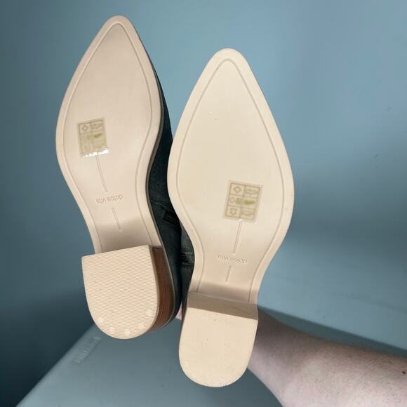 Dolce Vita Grey Olive Suede Heeled Western Booties Size 6 - Picture 5 of 9